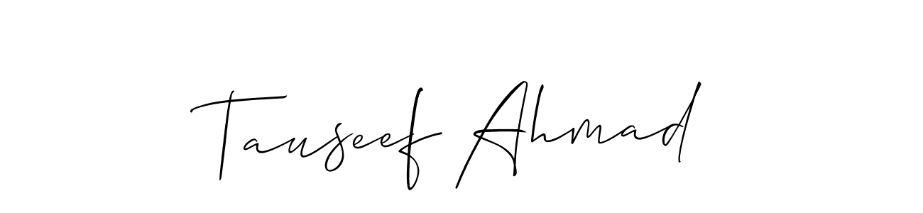 Create a beautiful signature design for name Tauseef Ahmad. With this signature (Allison_Script) fonts, you can make a handwritten signature for free. Tauseef Ahmad signature style 2 images and pictures png