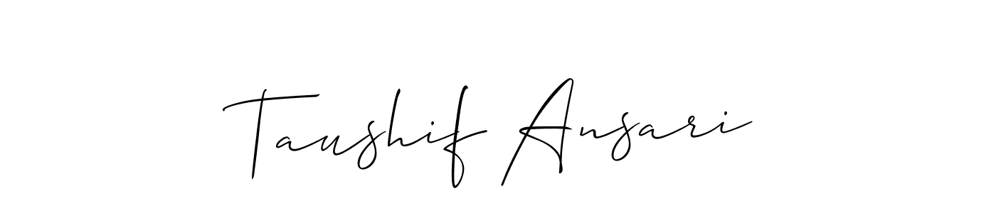 Make a short Taushif Ansari signature style. Manage your documents anywhere anytime using Allison_Script. Create and add eSignatures, submit forms, share and send files easily. Taushif Ansari signature style 2 images and pictures png