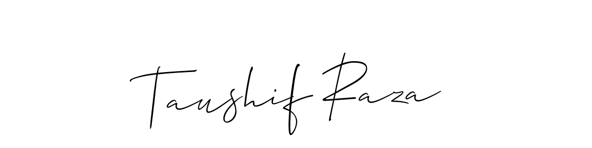 Allison_Script is a professional signature style that is perfect for those who want to add a touch of class to their signature. It is also a great choice for those who want to make their signature more unique. Get Taushif Raza name to fancy signature for free. Taushif Raza signature style 2 images and pictures png