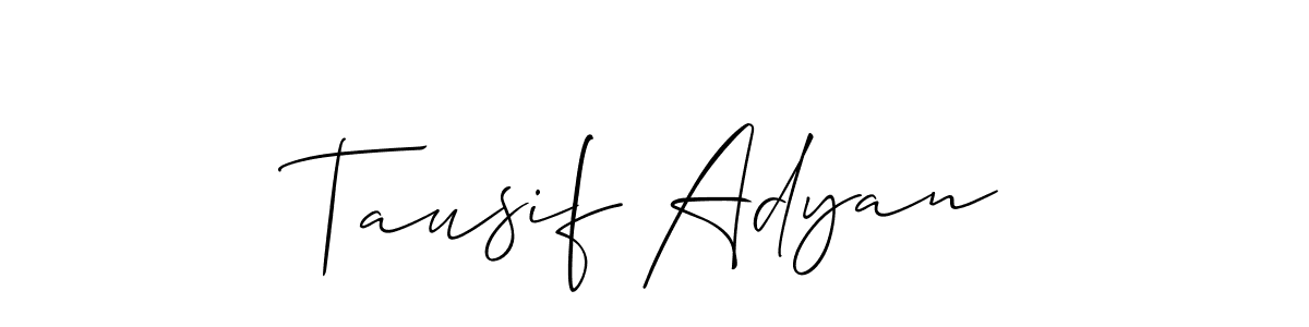 How to make Tausif Adyan name signature. Use Allison_Script style for creating short signs online. This is the latest handwritten sign. Tausif Adyan signature style 2 images and pictures png