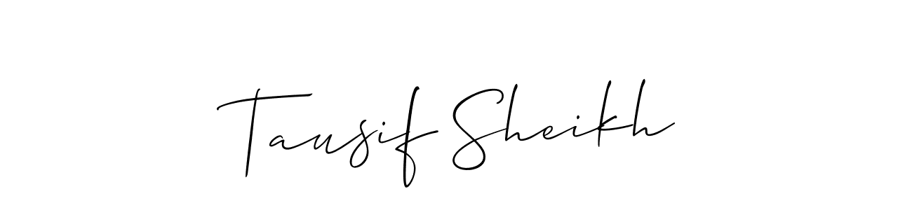 You should practise on your own different ways (Allison_Script) to write your name (Tausif Sheikh) in signature. don't let someone else do it for you. Tausif Sheikh signature style 2 images and pictures png