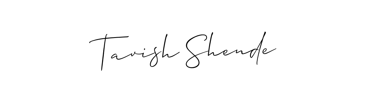 Use a signature maker to create a handwritten signature online. With this signature software, you can design (Allison_Script) your own signature for name Tavish Shende. Tavish Shende signature style 2 images and pictures png