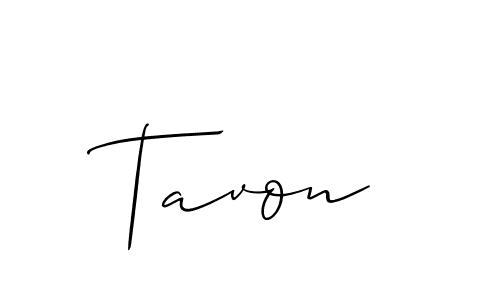 Use a signature maker to create a handwritten signature online. With this signature software, you can design (Allison_Script) your own signature for name Tavon. Tavon signature style 2 images and pictures png