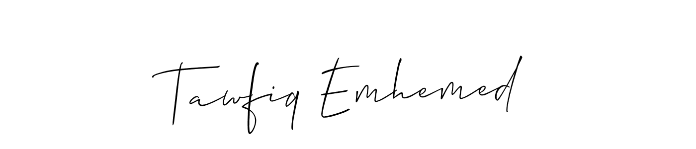 Make a beautiful signature design for name Tawfiq Emhemed. With this signature (Allison_Script) style, you can create a handwritten signature for free. Tawfiq Emhemed signature style 2 images and pictures png