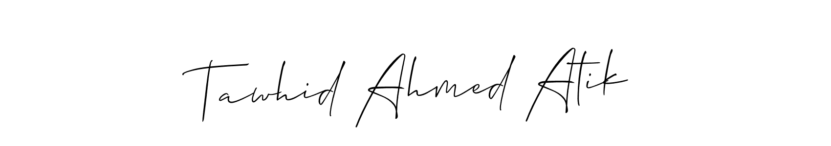 if you are searching for the best signature style for your name Tawhid Ahmed Atik. so please give up your signature search. here we have designed multiple signature styles  using Allison_Script. Tawhid Ahmed Atik signature style 2 images and pictures png