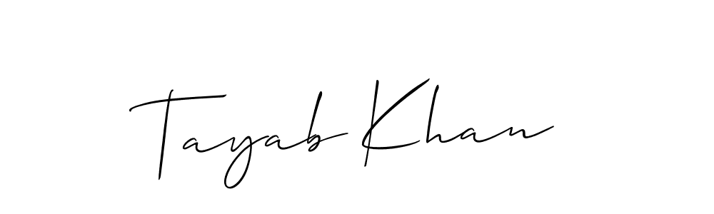 Make a beautiful signature design for name Tayab Khan. With this signature (Allison_Script) style, you can create a handwritten signature for free. Tayab Khan signature style 2 images and pictures png