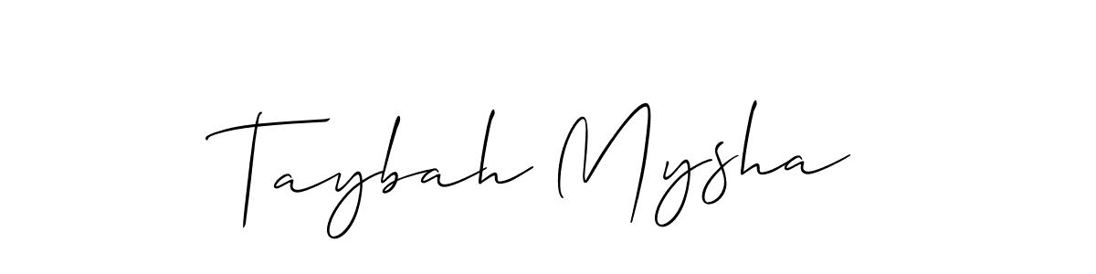 Allison_Script is a professional signature style that is perfect for those who want to add a touch of class to their signature. It is also a great choice for those who want to make their signature more unique. Get Taybah Mysha name to fancy signature for free. Taybah Mysha signature style 2 images and pictures png