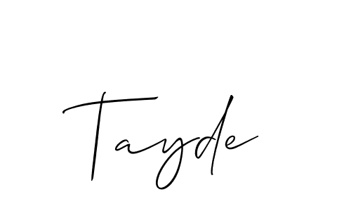 The best way (Allison_Script) to make a short signature is to pick only two or three words in your name. The name Tayde include a total of six letters. For converting this name. Tayde signature style 2 images and pictures png