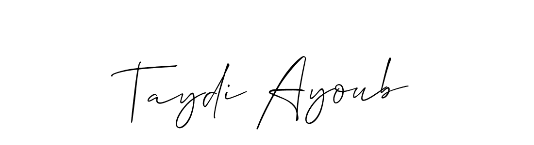 It looks lik you need a new signature style for name Taydi Ayoub. Design unique handwritten (Allison_Script) signature with our free signature maker in just a few clicks. Taydi Ayoub signature style 2 images and pictures png