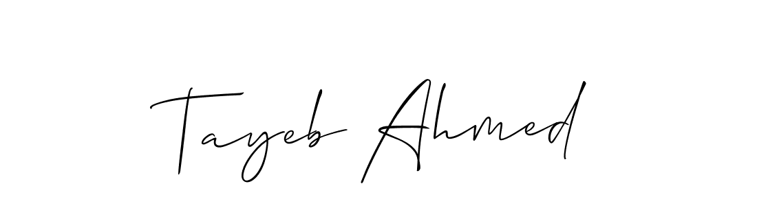 Make a beautiful signature design for name Tayeb Ahmed. With this signature (Allison_Script) style, you can create a handwritten signature for free. Tayeb Ahmed signature style 2 images and pictures png