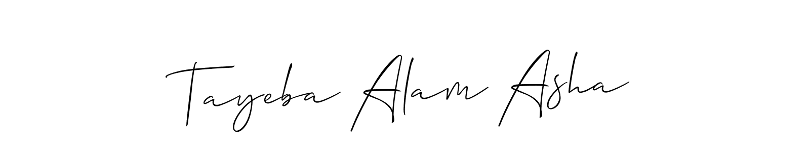 Design your own signature with our free online signature maker. With this signature software, you can create a handwritten (Allison_Script) signature for name Tayeba Alam Asha. Tayeba Alam Asha signature style 2 images and pictures png