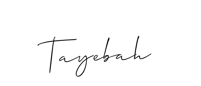 Also we have Tayebah name is the best signature style. Create professional handwritten signature collection using Allison_Script autograph style. Tayebah signature style 2 images and pictures png