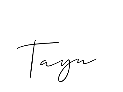 Use a signature maker to create a handwritten signature online. With this signature software, you can design (Allison_Script) your own signature for name Tayn. Tayn signature style 2 images and pictures png