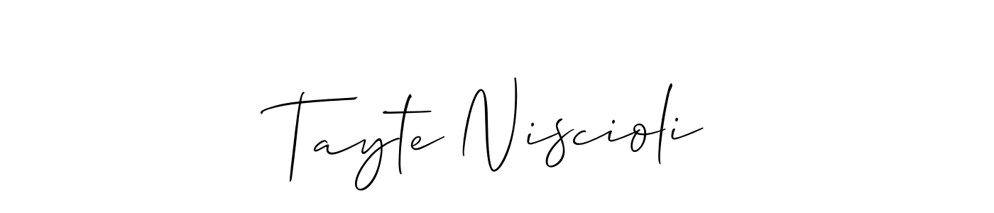 Tayte Niscioli stylish signature style. Best Handwritten Sign (Allison_Script) for my name. Handwritten Signature Collection Ideas for my name Tayte Niscioli. Tayte Niscioli signature style 2 images and pictures png