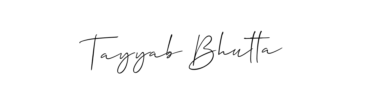 How to Draw Tayyab Bhutta signature style? Allison_Script is a latest design signature styles for name Tayyab Bhutta. Tayyab Bhutta signature style 2 images and pictures png