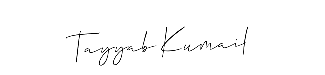 Make a beautiful signature design for name Tayyab Kumail. With this signature (Allison_Script) style, you can create a handwritten signature for free. Tayyab Kumail signature style 2 images and pictures png