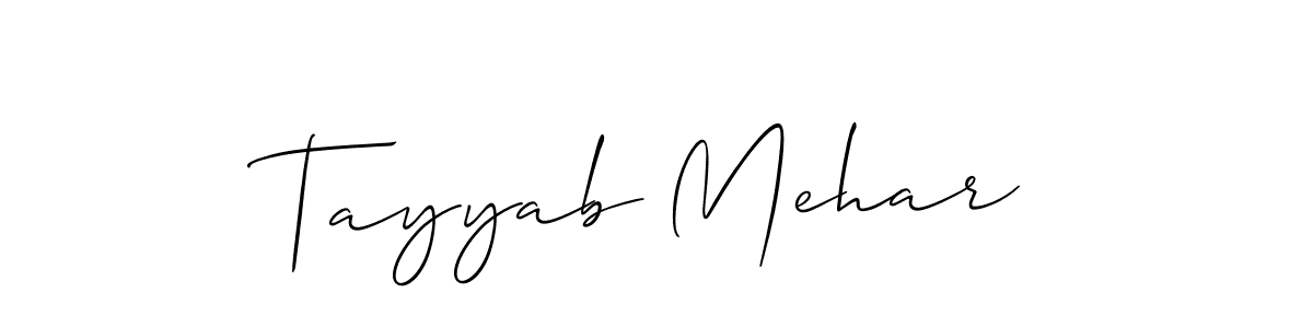 Design your own signature with our free online signature maker. With this signature software, you can create a handwritten (Allison_Script) signature for name Tayyab Mehar. Tayyab Mehar signature style 2 images and pictures png