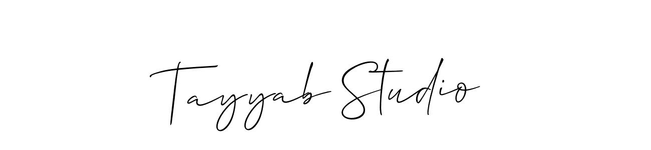 How to Draw Tayyab Studio signature style? Allison_Script is a latest design signature styles for name Tayyab Studio. Tayyab Studio signature style 2 images and pictures png