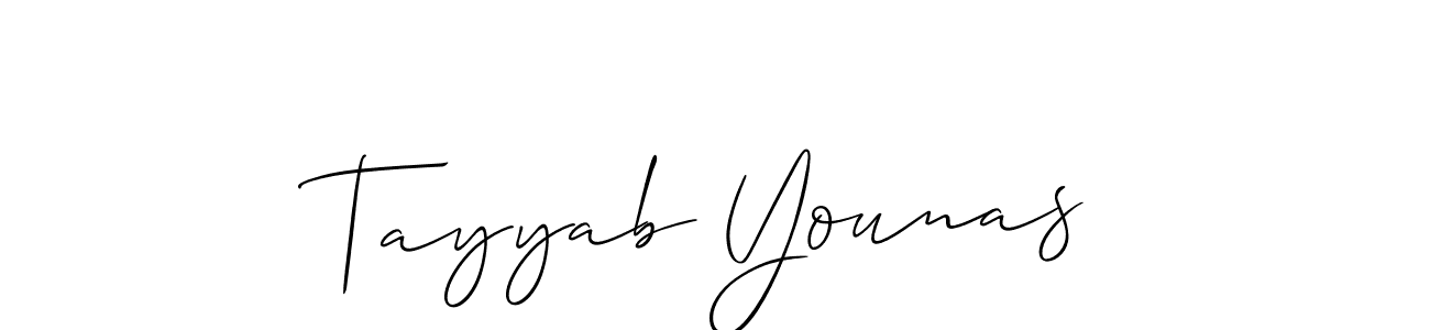 Use a signature maker to create a handwritten signature online. With this signature software, you can design (Allison_Script) your own signature for name Tayyab Younas. Tayyab Younas signature style 2 images and pictures png