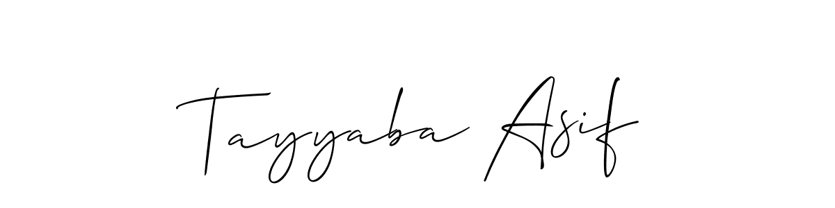 Create a beautiful signature design for name Tayyaba Asif. With this signature (Allison_Script) fonts, you can make a handwritten signature for free. Tayyaba Asif signature style 2 images and pictures png