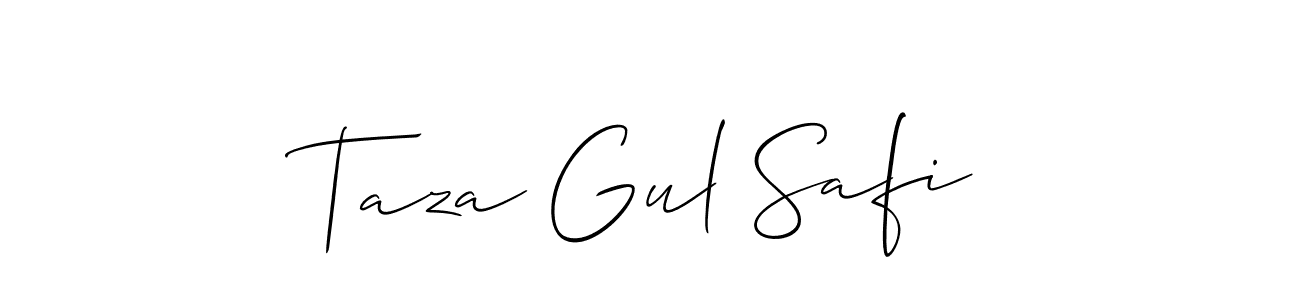 It looks lik you need a new signature style for name Taza Gul Safi. Design unique handwritten (Allison_Script) signature with our free signature maker in just a few clicks. Taza Gul Safi signature style 2 images and pictures png