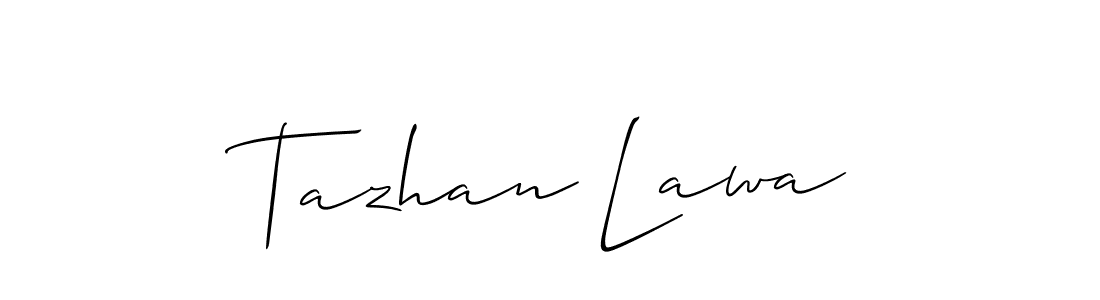 How to make Tazhan Lawa name signature. Use Allison_Script style for creating short signs online. This is the latest handwritten sign. Tazhan Lawa signature style 2 images and pictures png