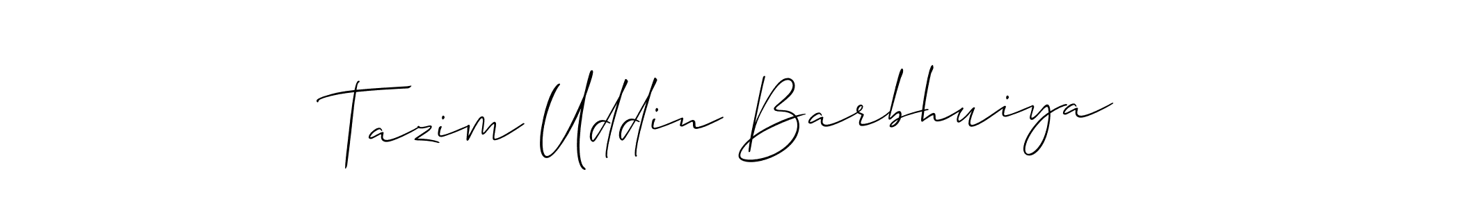 Create a beautiful signature design for name Tazim Uddin Barbhuiya. With this signature (Allison_Script) fonts, you can make a handwritten signature for free. Tazim Uddin Barbhuiya signature style 2 images and pictures png