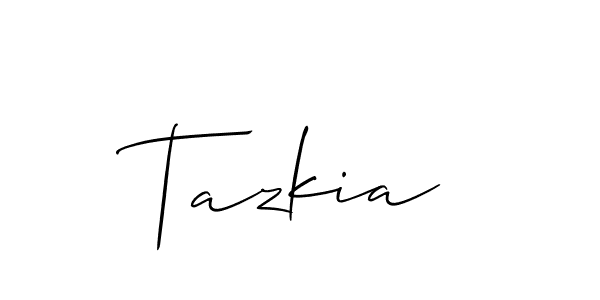 The best way (Allison_Script) to make a short signature is to pick only two or three words in your name. The name Tazkia include a total of six letters. For converting this name. Tazkia signature style 2 images and pictures png