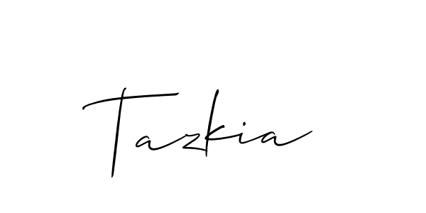 Use a signature maker to create a handwritten signature online. With this signature software, you can design (Allison_Script) your own signature for name Tazkia. Tazkia signature style 2 images and pictures png
