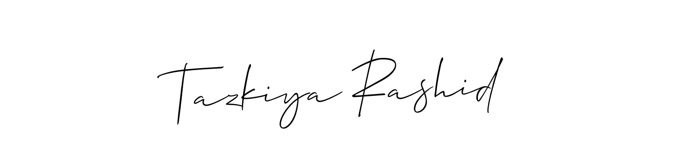 Use a signature maker to create a handwritten signature online. With this signature software, you can design (Allison_Script) your own signature for name Tazkiya Rashid. Tazkiya Rashid signature style 2 images and pictures png