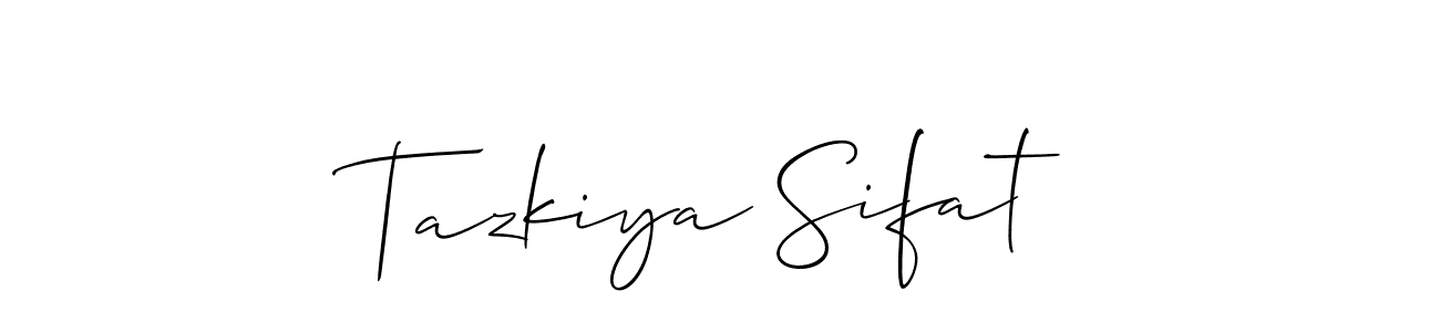 It looks lik you need a new signature style for name Tazkiya Sifat. Design unique handwritten (Allison_Script) signature with our free signature maker in just a few clicks. Tazkiya Sifat signature style 2 images and pictures png