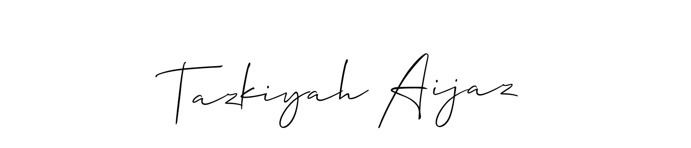 It looks lik you need a new signature style for name Tazkiyah Aijaz. Design unique handwritten (Allison_Script) signature with our free signature maker in just a few clicks. Tazkiyah Aijaz signature style 2 images and pictures png