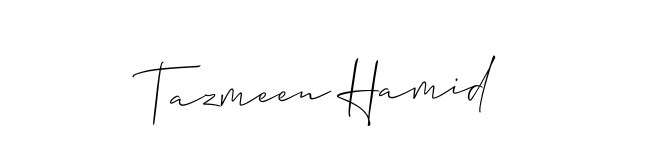 Also You can easily find your signature by using the search form. We will create Tazmeen Hamid name handwritten signature images for you free of cost using Allison_Script sign style. Tazmeen Hamid signature style 2 images and pictures png