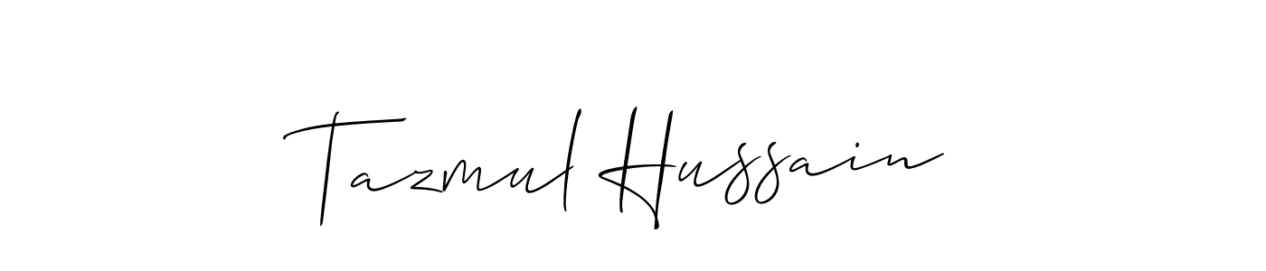 Use a signature maker to create a handwritten signature online. With this signature software, you can design (Allison_Script) your own signature for name Tazmul Hussain. Tazmul Hussain signature style 2 images and pictures png