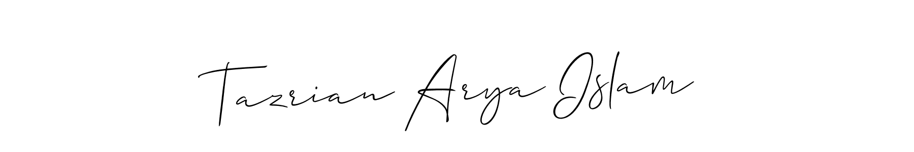 if you are searching for the best signature style for your name Tazrian Arya Islam. so please give up your signature search. here we have designed multiple signature styles  using Allison_Script. Tazrian Arya Islam signature style 2 images and pictures png