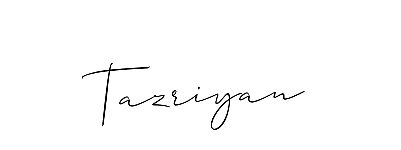 Also we have Tazriyan name is the best signature style. Create professional handwritten signature collection using Allison_Script autograph style. Tazriyan signature style 2 images and pictures png