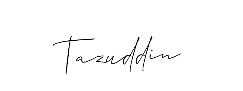 Use a signature maker to create a handwritten signature online. With this signature software, you can design (Allison_Script) your own signature for name Tazuddin. Tazuddin signature style 2 images and pictures png