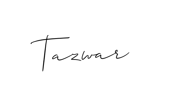 Use a signature maker to create a handwritten signature online. With this signature software, you can design (Allison_Script) your own signature for name Tazwar. Tazwar signature style 2 images and pictures png