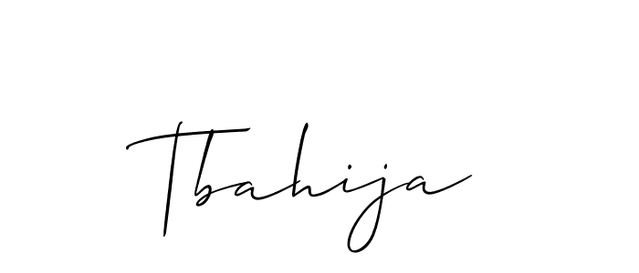 Use a signature maker to create a handwritten signature online. With this signature software, you can design (Allison_Script) your own signature for name Tbahija. Tbahija signature style 2 images and pictures png