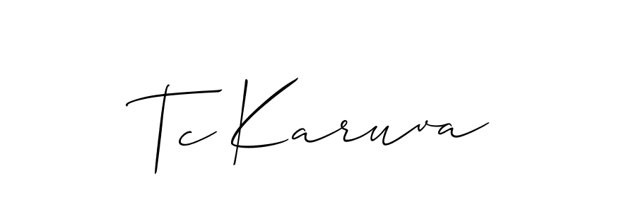 Similarly Allison_Script is the best handwritten signature design. Signature creator online .You can use it as an online autograph creator for name Tc Karuva. Tc Karuva signature style 2 images and pictures png