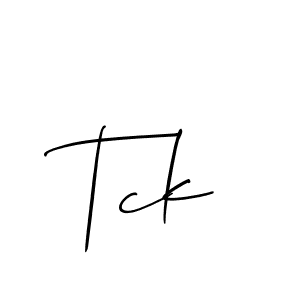 The best way (Allison_Script) to make a short signature is to pick only two or three words in your name. The name Tck include a total of six letters. For converting this name. Tck signature style 2 images and pictures png