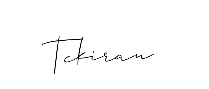 Use a signature maker to create a handwritten signature online. With this signature software, you can design (Allison_Script) your own signature for name Tckiran. Tckiran signature style 2 images and pictures png