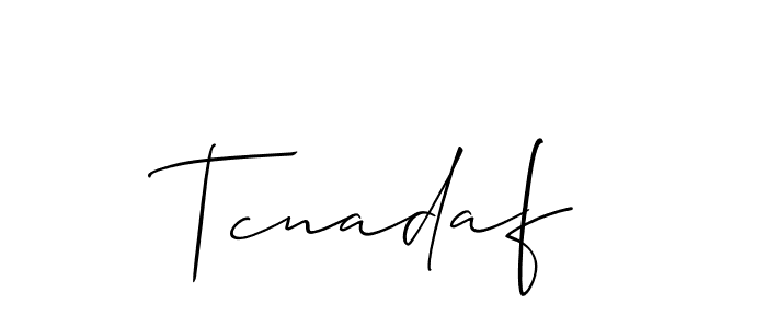Make a beautiful signature design for name Tcnadaf. With this signature (Allison_Script) style, you can create a handwritten signature for free. Tcnadaf signature style 2 images and pictures png