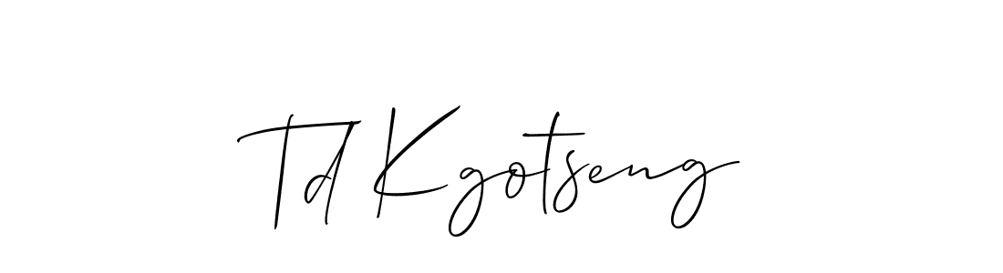 It looks lik you need a new signature style for name Td Kgotseng. Design unique handwritten (Allison_Script) signature with our free signature maker in just a few clicks. Td Kgotseng signature style 2 images and pictures png