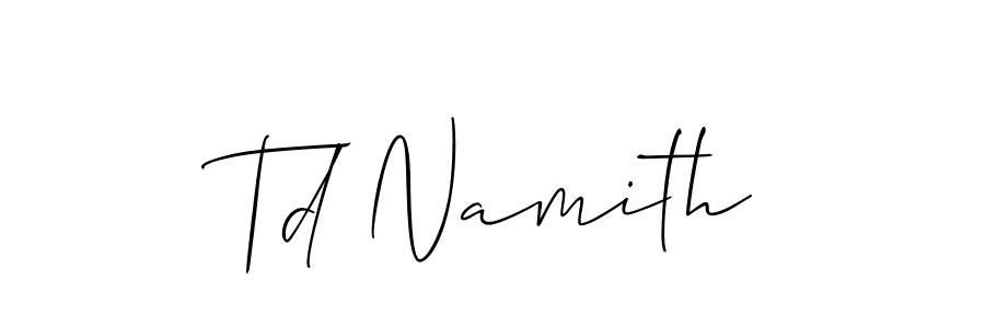 Use a signature maker to create a handwritten signature online. With this signature software, you can design (Allison_Script) your own signature for name Td Namith. Td Namith signature style 2 images and pictures png