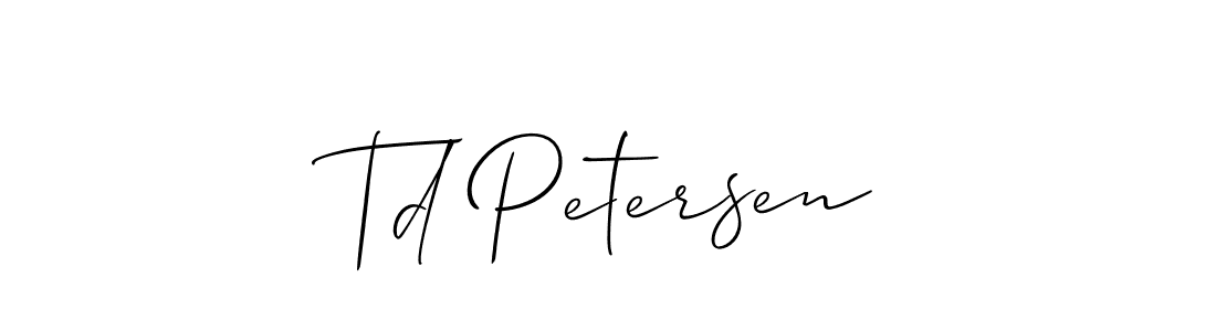 Also You can easily find your signature by using the search form. We will create Td Petersen name handwritten signature images for you free of cost using Allison_Script sign style. Td Petersen signature style 2 images and pictures png