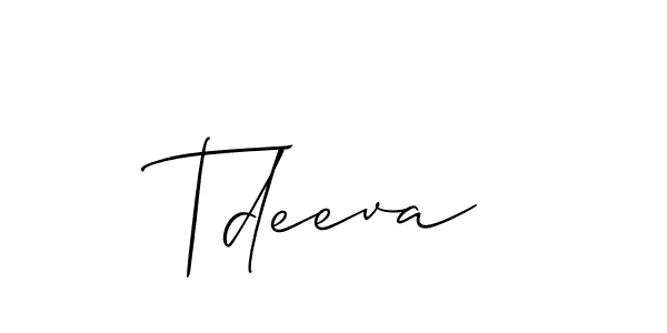 Allison_Script is a professional signature style that is perfect for those who want to add a touch of class to their signature. It is also a great choice for those who want to make their signature more unique. Get Tdeeva name to fancy signature for free. Tdeeva signature style 2 images and pictures png