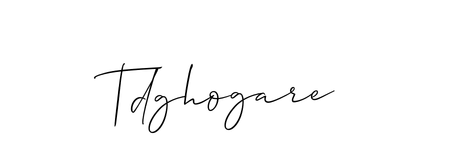 Allison_Script is a professional signature style that is perfect for those who want to add a touch of class to their signature. It is also a great choice for those who want to make their signature more unique. Get Tdghogare name to fancy signature for free. Tdghogare signature style 2 images and pictures png