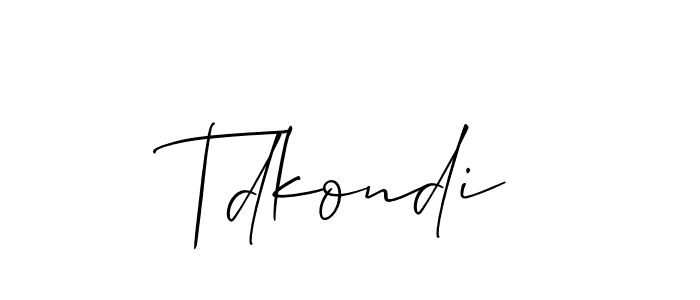 Create a beautiful signature design for name Tdkondi. With this signature (Allison_Script) fonts, you can make a handwritten signature for free. Tdkondi signature style 2 images and pictures png