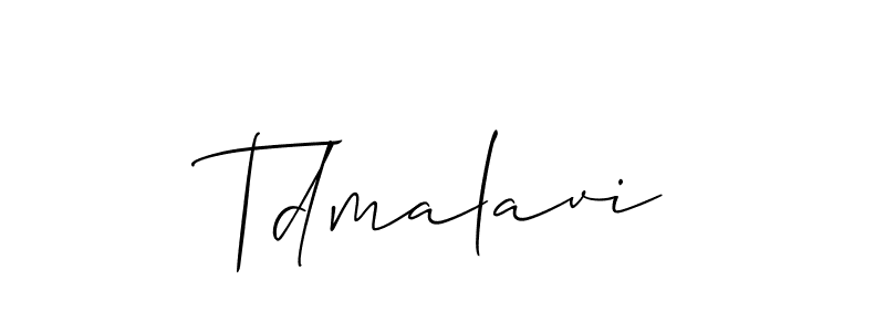 How to make Tdmalavi name signature. Use Allison_Script style for creating short signs online. This is the latest handwritten sign. Tdmalavi signature style 2 images and pictures png
